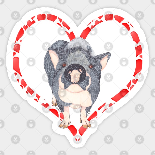 POT BELLIED PIG HEART Sticker by BeritValk